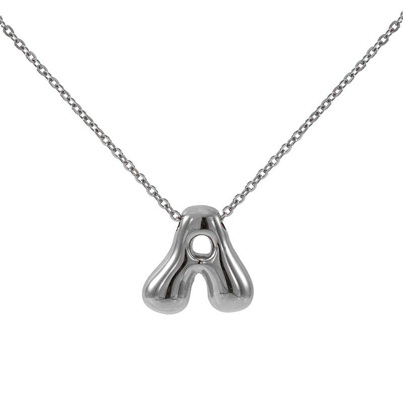 Wholesale Glossy bubble letter necklace for women 26 English letter pendants